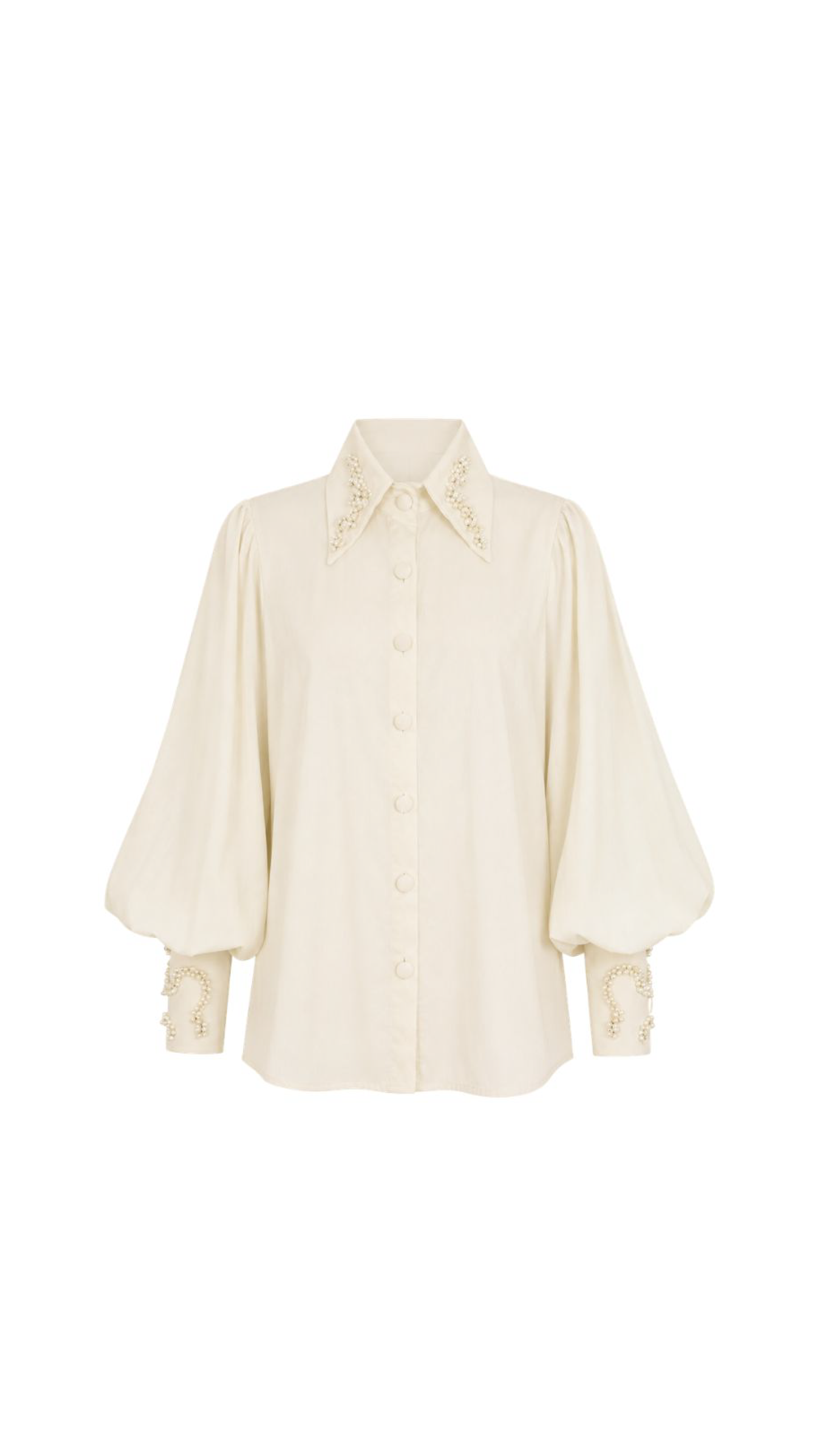 SHIRT FLORENTINA | IVORY WITH PEARLS EMBROIDERY - AVAILABLE ONLY FOR PREORDER